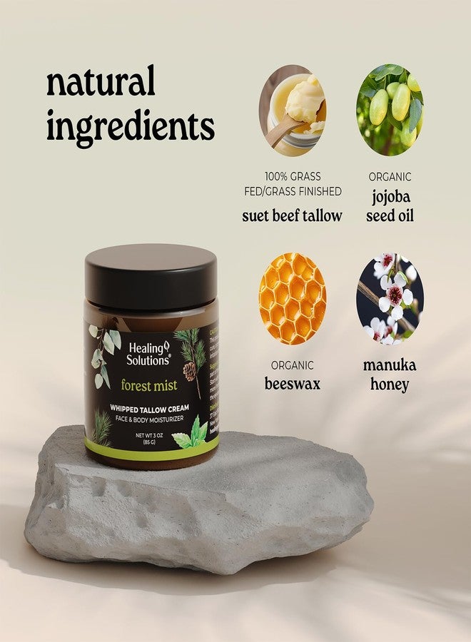 Healing Solutions - Whipped Tallow Balm, Eucalyptus, Peppermint & Cedarwood, 100% Grass Fed/Grass Finished Beef Tallow w/Organic Jojoba & Manuka Honey for Skin, Face & Body Moisturizer, Made in USA - Image 3